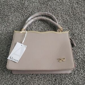 Touch by Alyssa Milano Tan and Gold Satchel with Elegant Accents